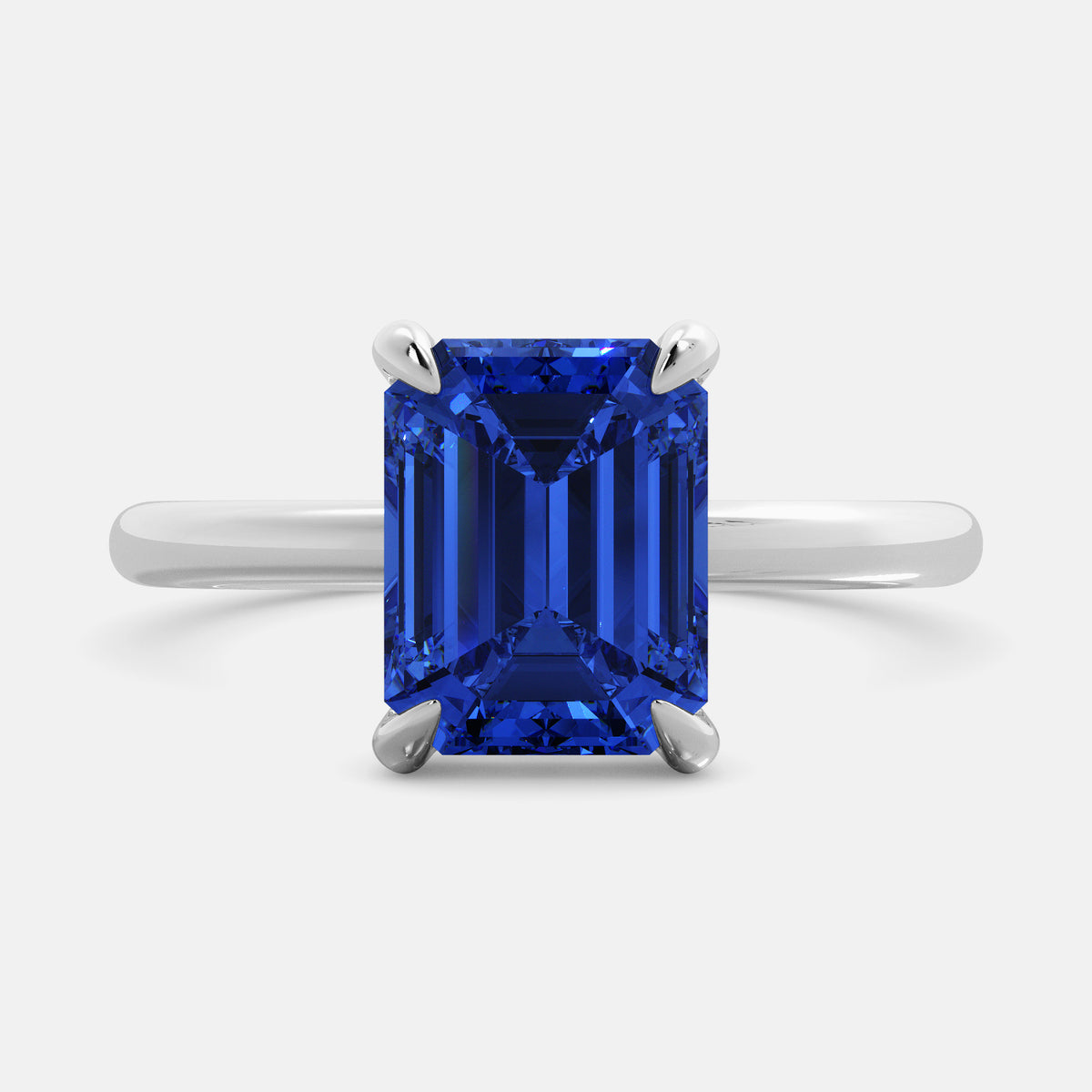 Amethyst Emerald-Cut Birthstone Solitaire Ring