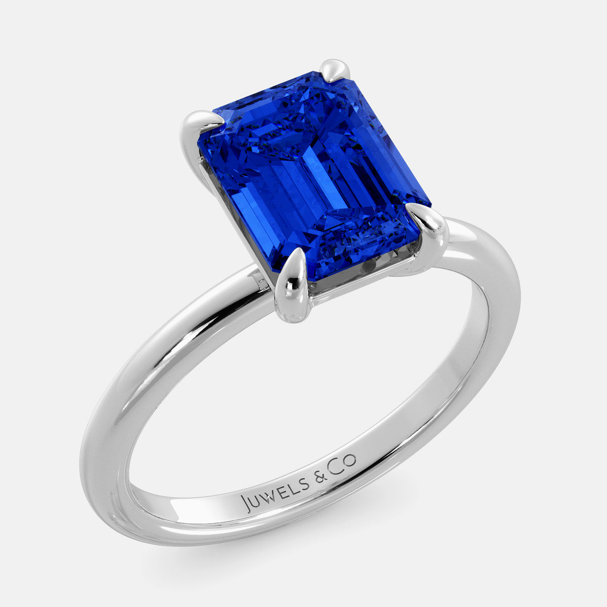 Amethyst Emerald-Cut Birthstone Solitaire Ring