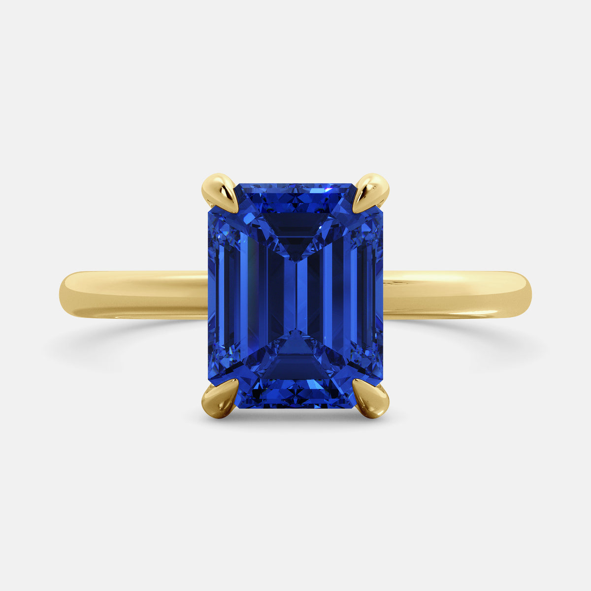Amethyst Emerald-Cut Birthstone Solitaire Ring