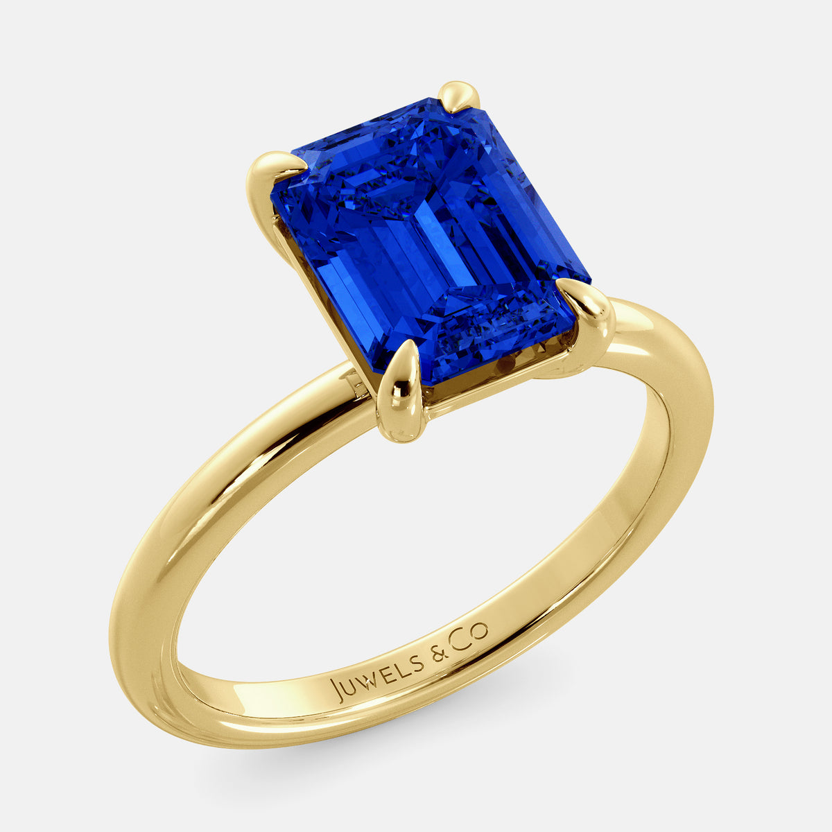 Amethyst Emerald-Cut Birthstone Solitaire Ring