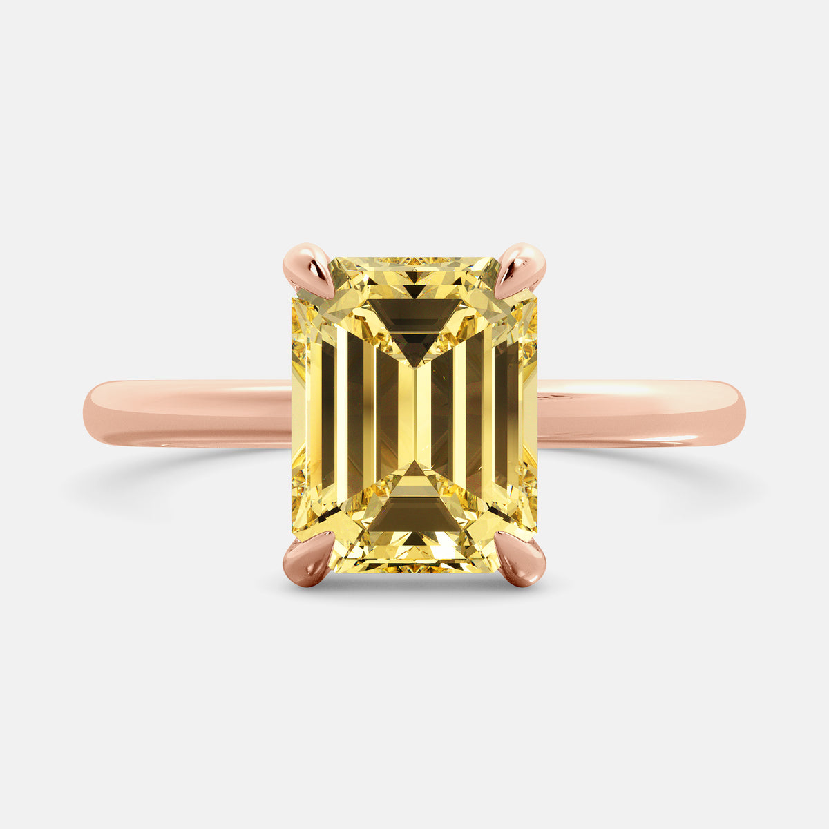 Amethyst Emerald-Cut Birthstone Solitaire Ring