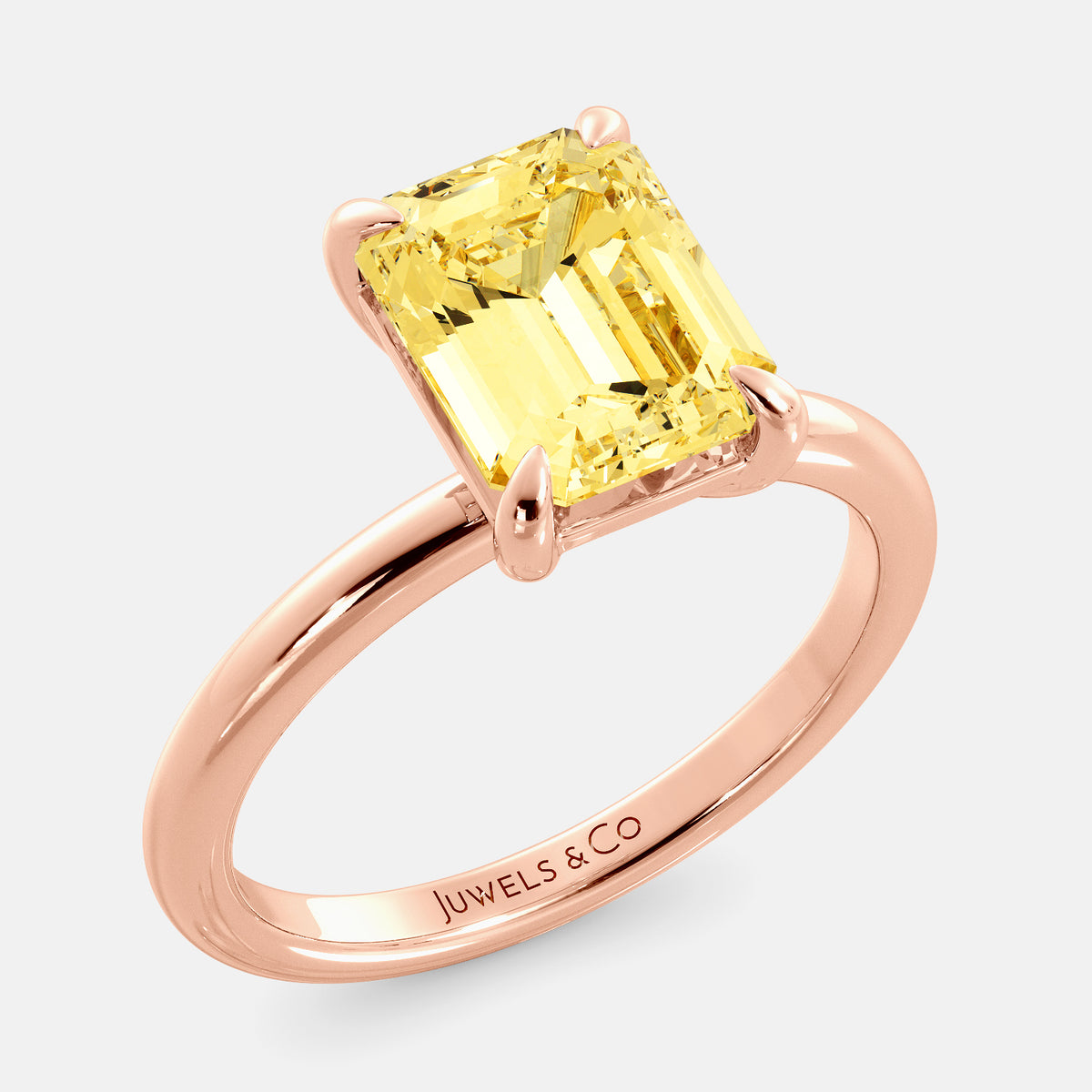 Amethyst Emerald-Cut Birthstone Solitaire Ring