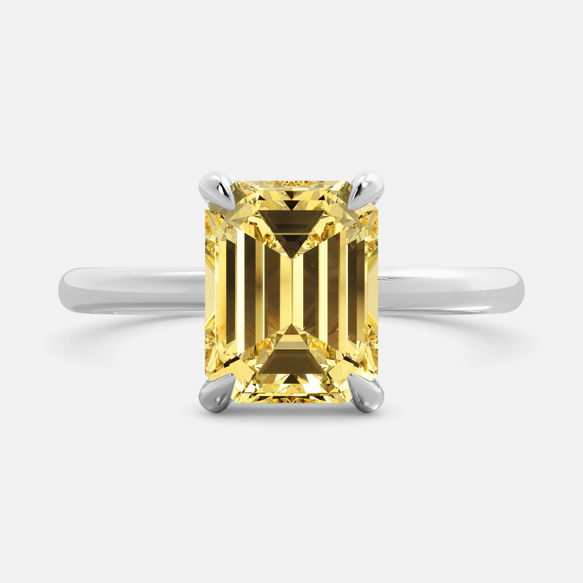 Amethyst Emerald-Cut Birthstone Solitaire Ring