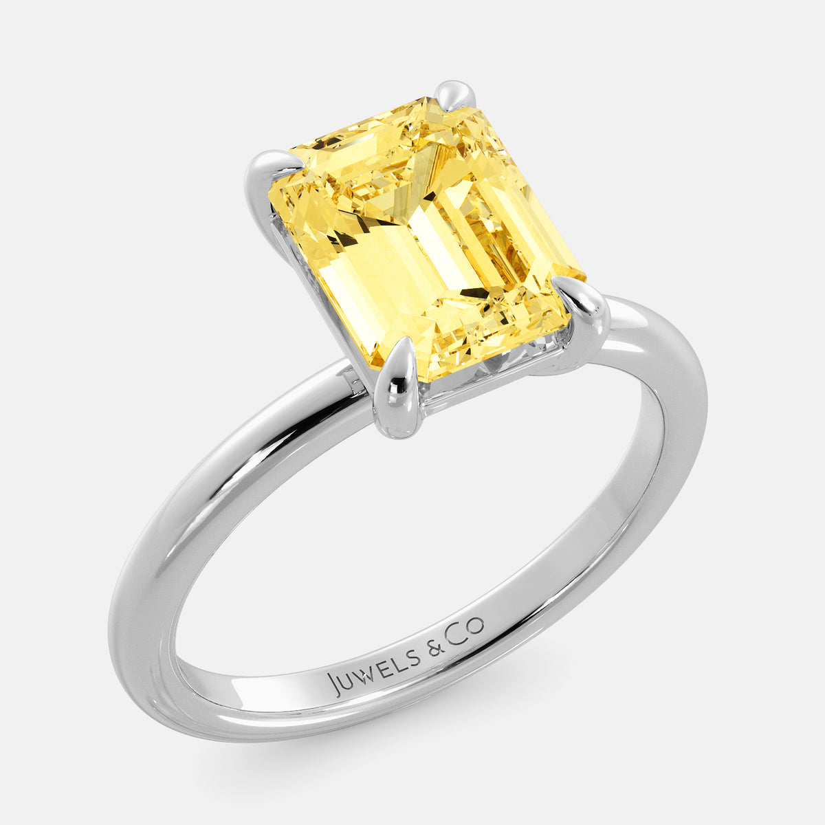 Amethyst Emerald-Cut Birthstone Solitaire Ring