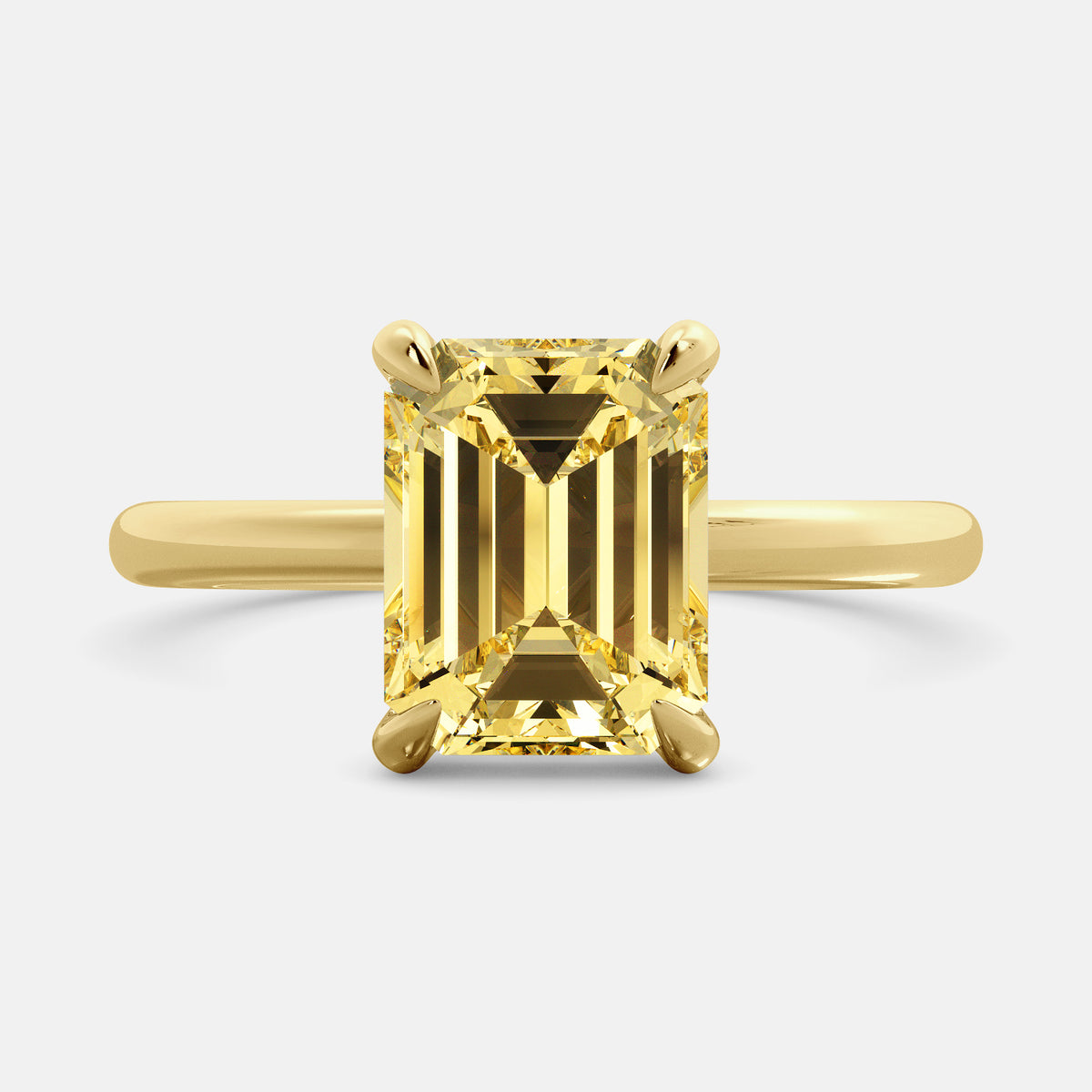 Amethyst Emerald-Cut Birthstone Solitaire Ring