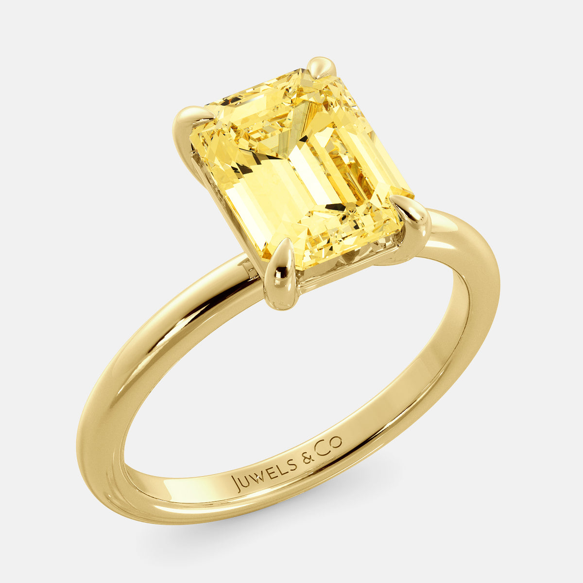 Amethyst Emerald-Cut Birthstone Solitaire Ring