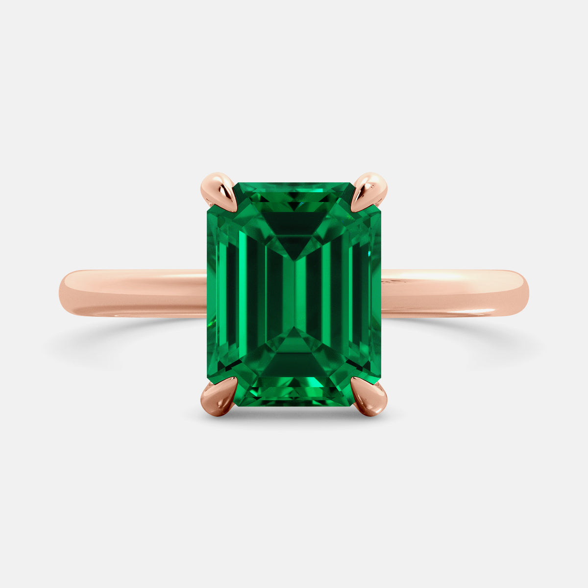 Amethyst Emerald-Cut Birthstone Solitaire Ring