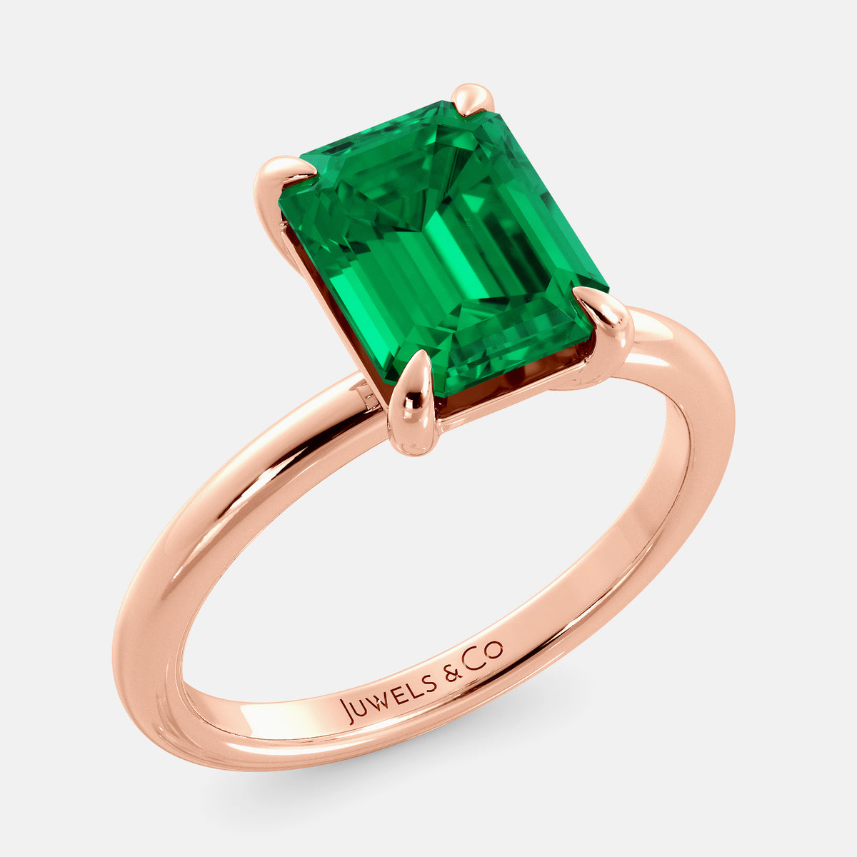 Amethyst Emerald-Cut Birthstone Solitaire Ring