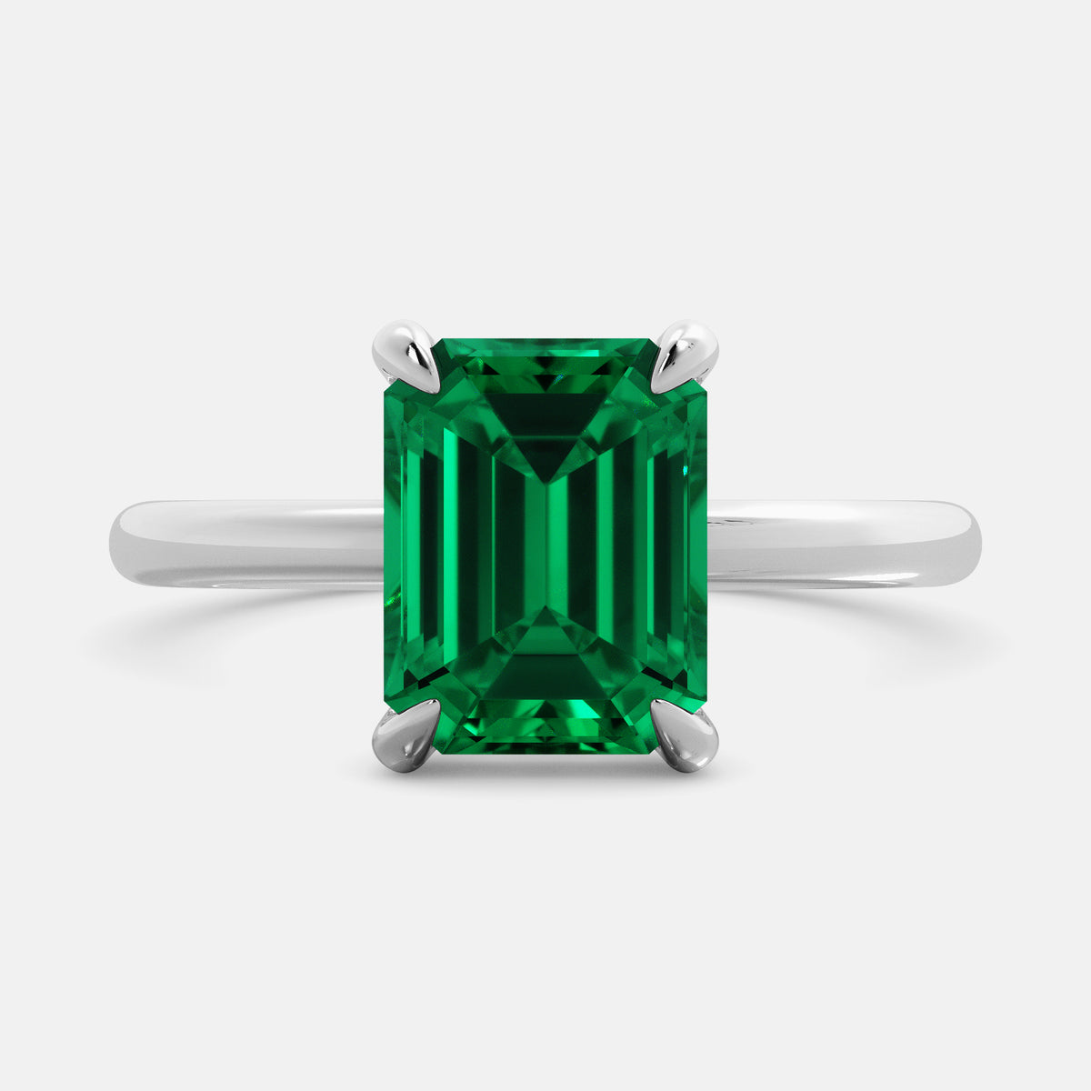 Amethyst Emerald-Cut Birthstone Solitaire Ring