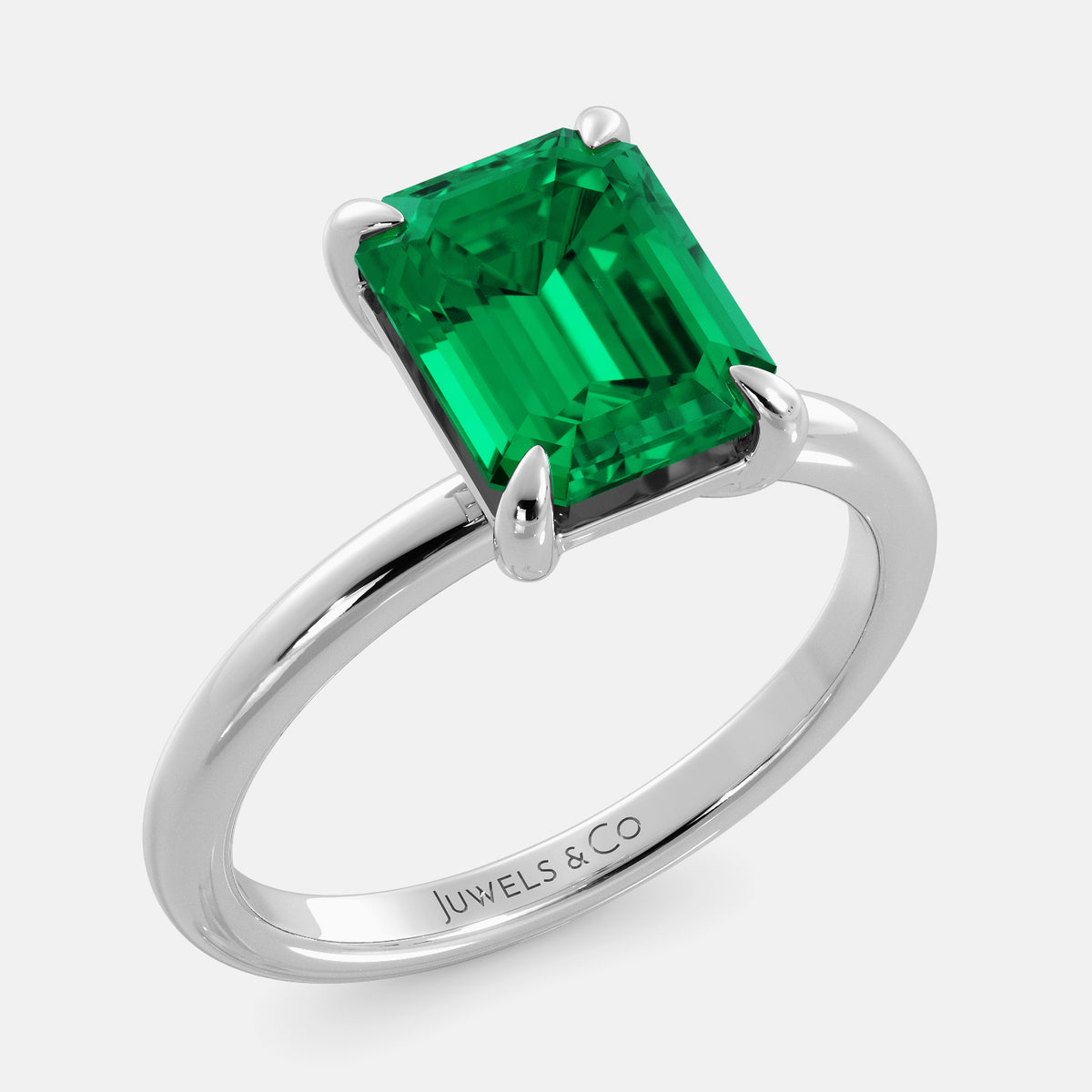 Amethyst Emerald-Cut Birthstone Solitaire Ring
