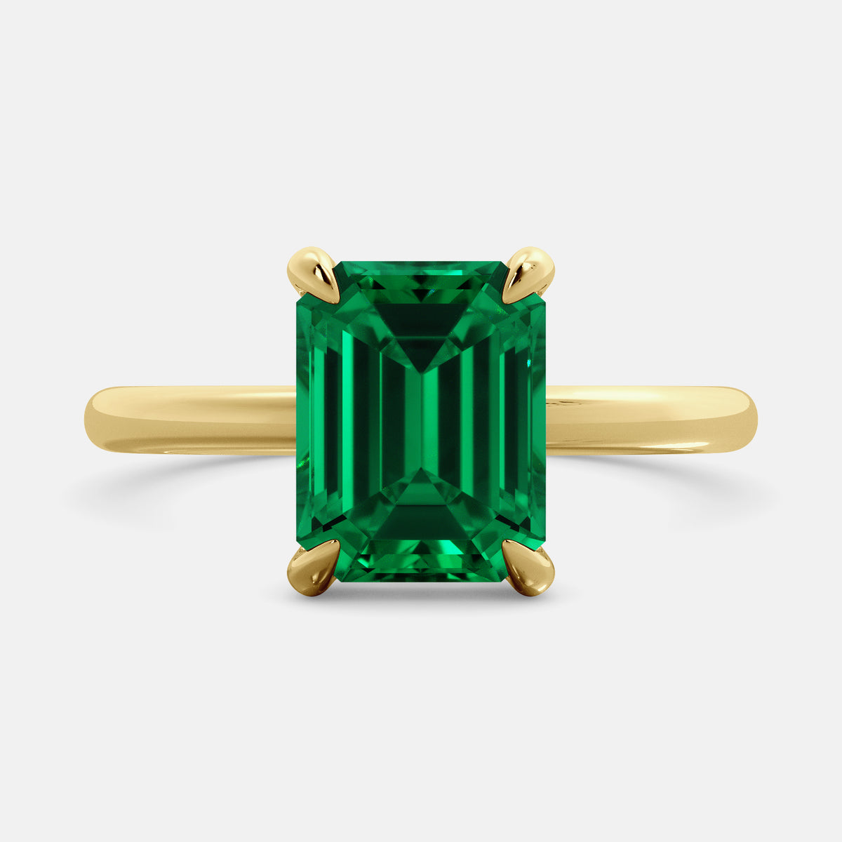 Amethyst Emerald-Cut Birthstone Solitaire Ring