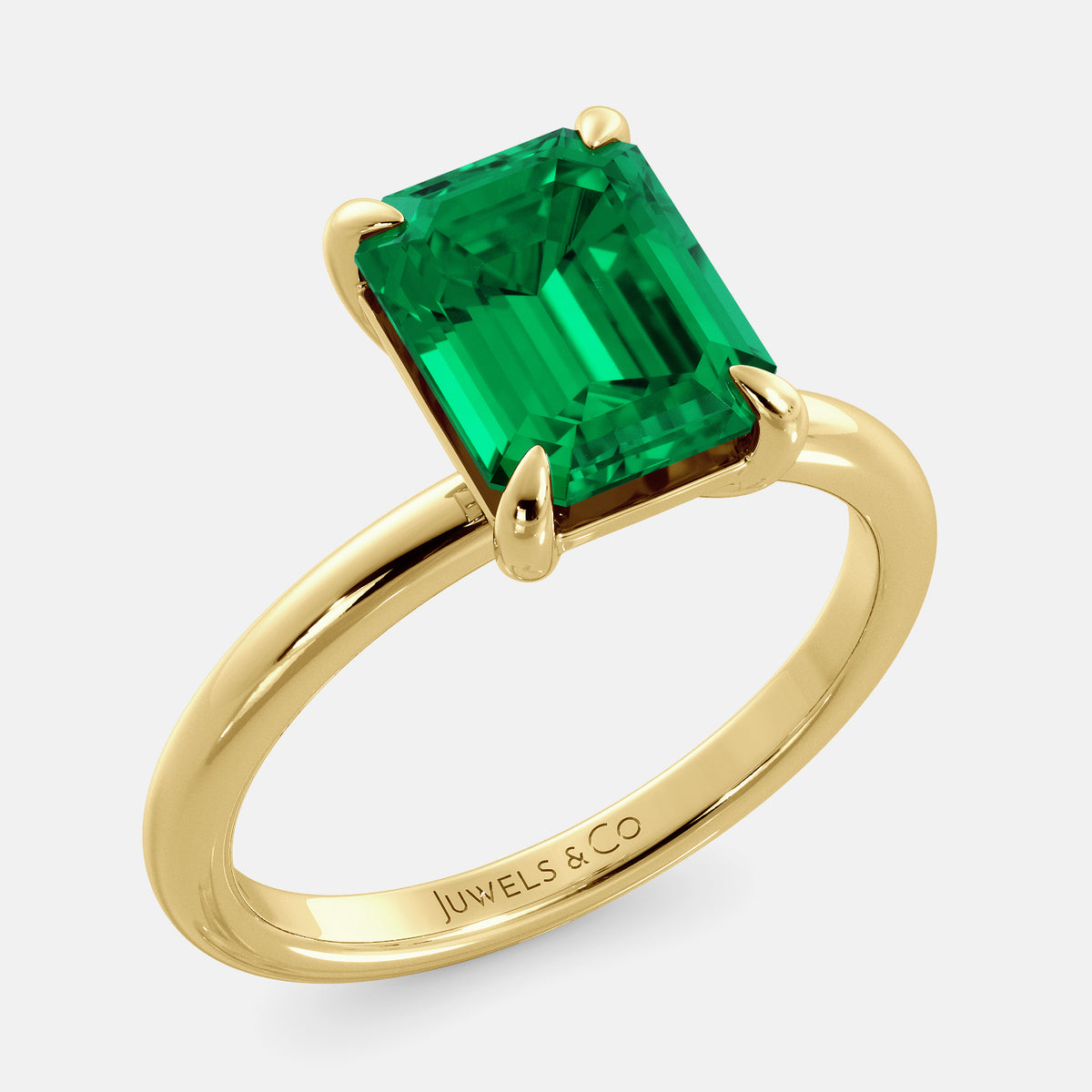 Amethyst Emerald-Cut Birthstone Solitaire Ring