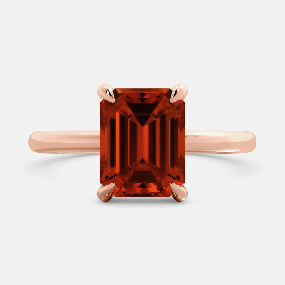 Amethyst Emerald-Cut Birthstone Solitaire Ring