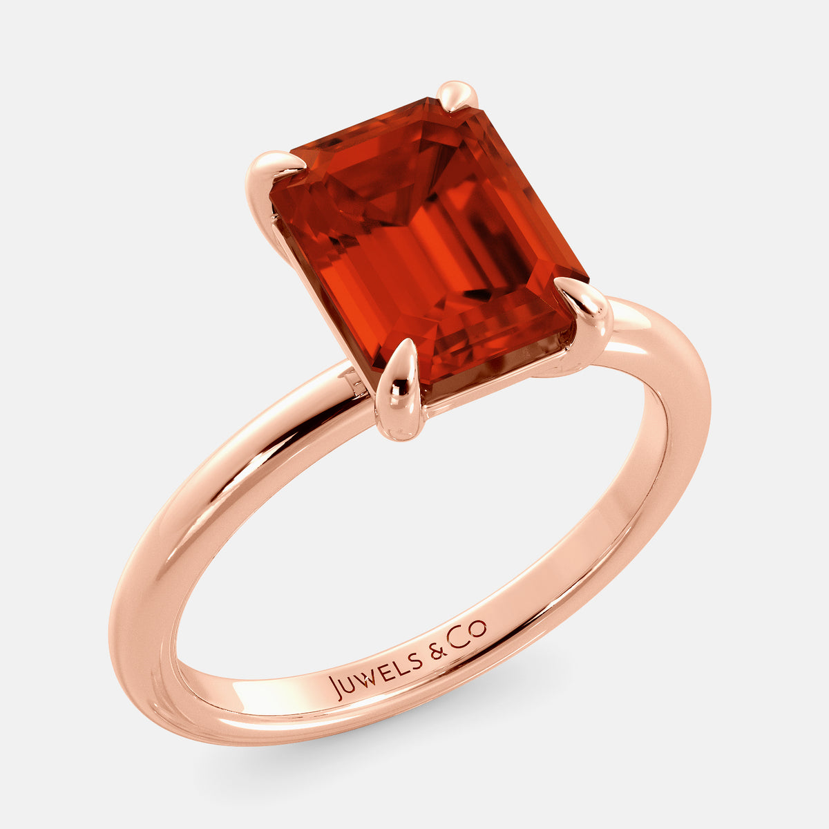 Amethyst Emerald-Cut Birthstone Solitaire Ring