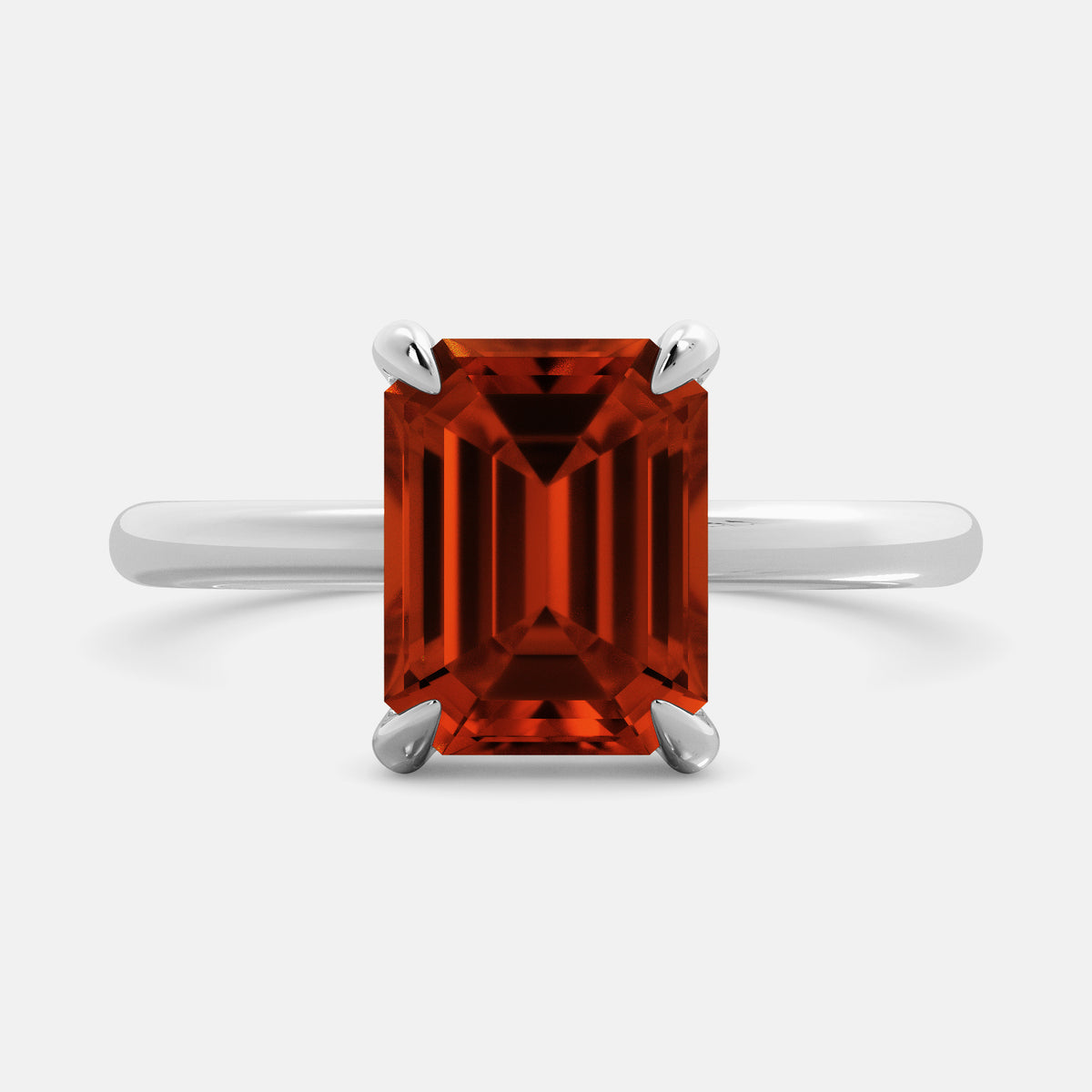 Amethyst Emerald-Cut Birthstone Solitaire Ring