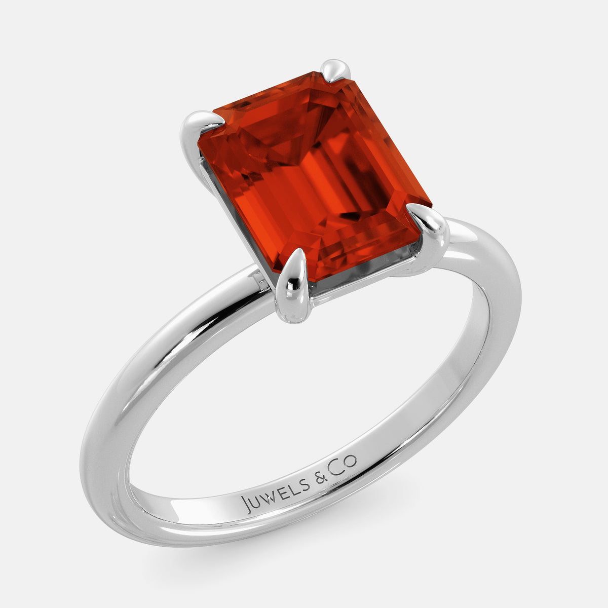 Amethyst Emerald-Cut Birthstone Solitaire Ring