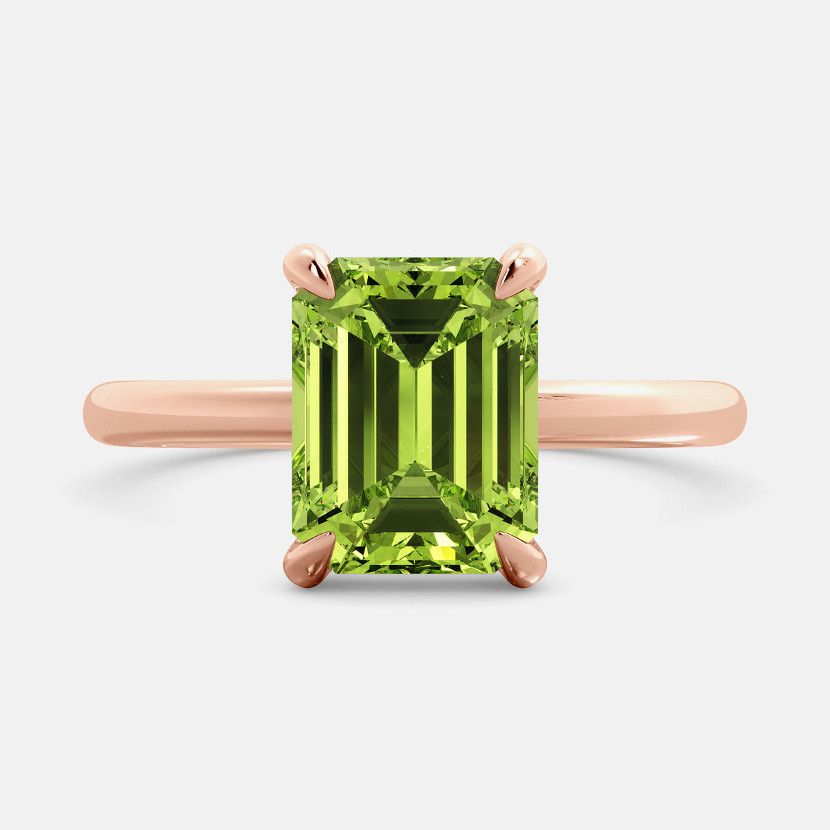 Amethyst Emerald-Cut Birthstone Solitaire Ring