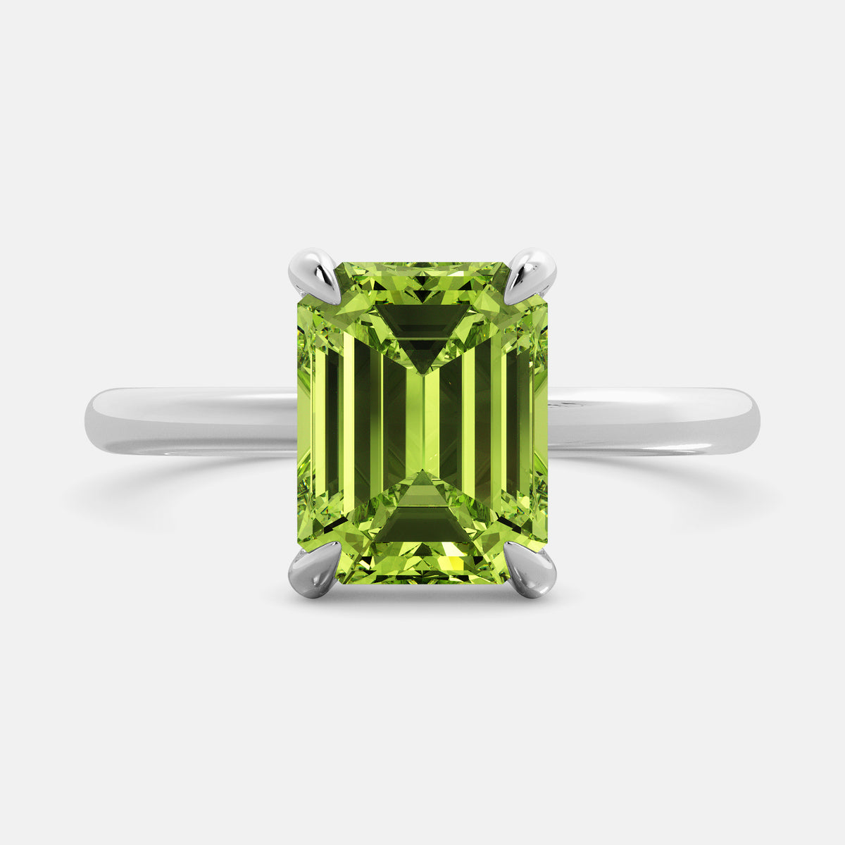 Amethyst Emerald-Cut Birthstone Solitaire Ring