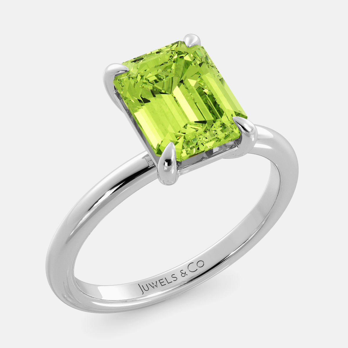 Amethyst Emerald-Cut Birthstone Solitaire Ring