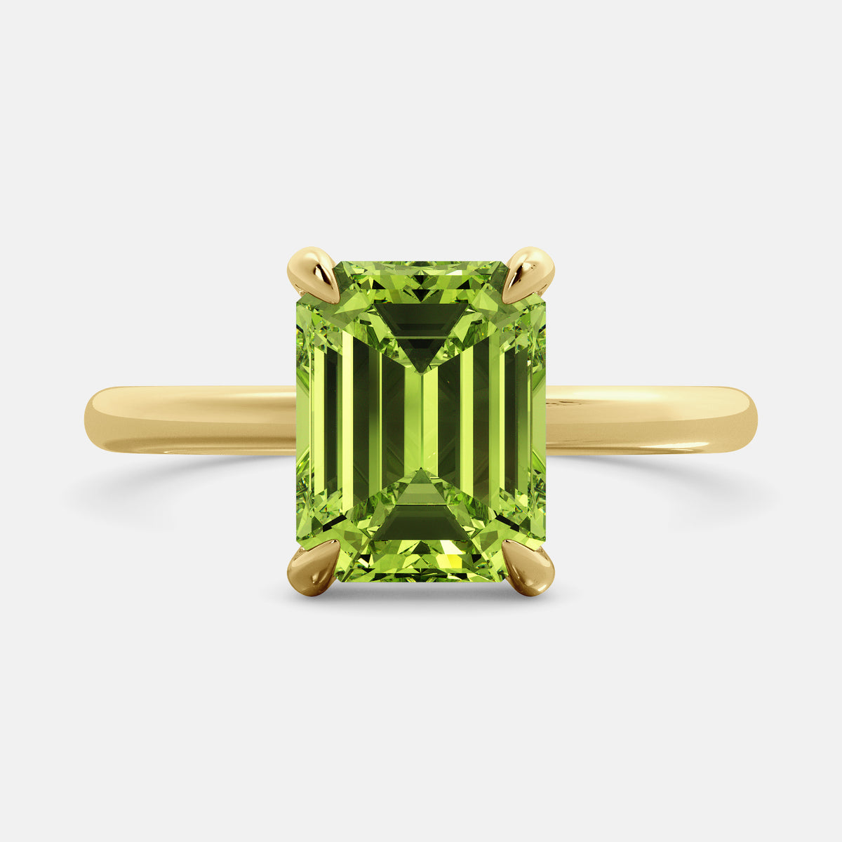Amethyst Emerald-Cut Birthstone Solitaire Ring