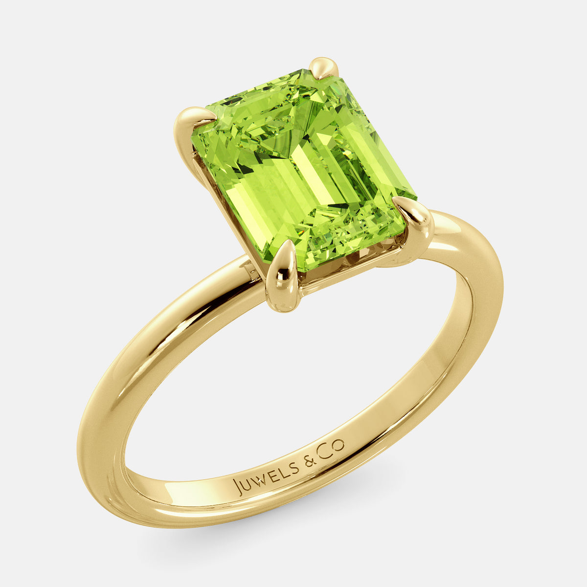 Amethyst Emerald-Cut Birthstone Solitaire Ring