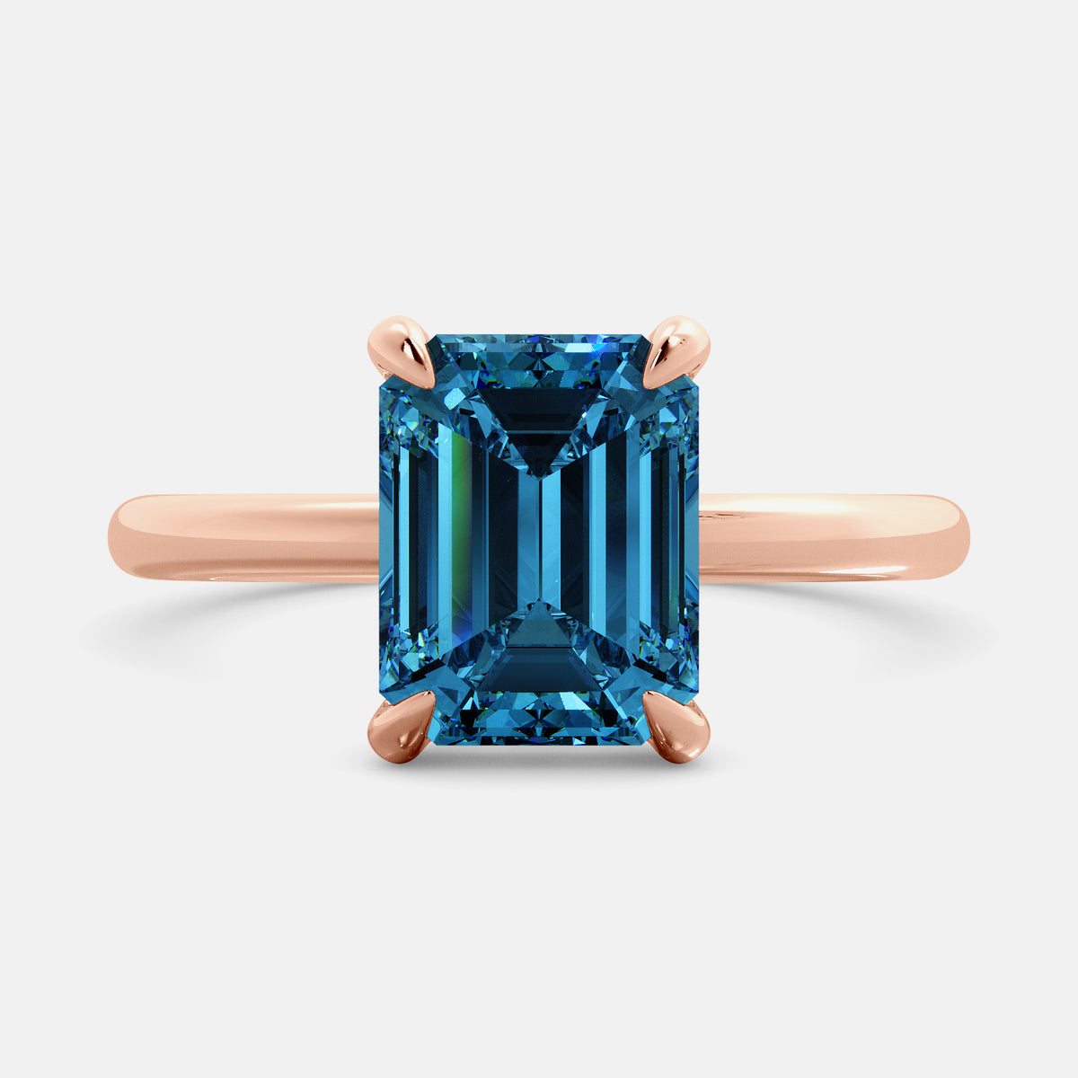 Amethyst Emerald-Cut Birthstone Solitaire Ring