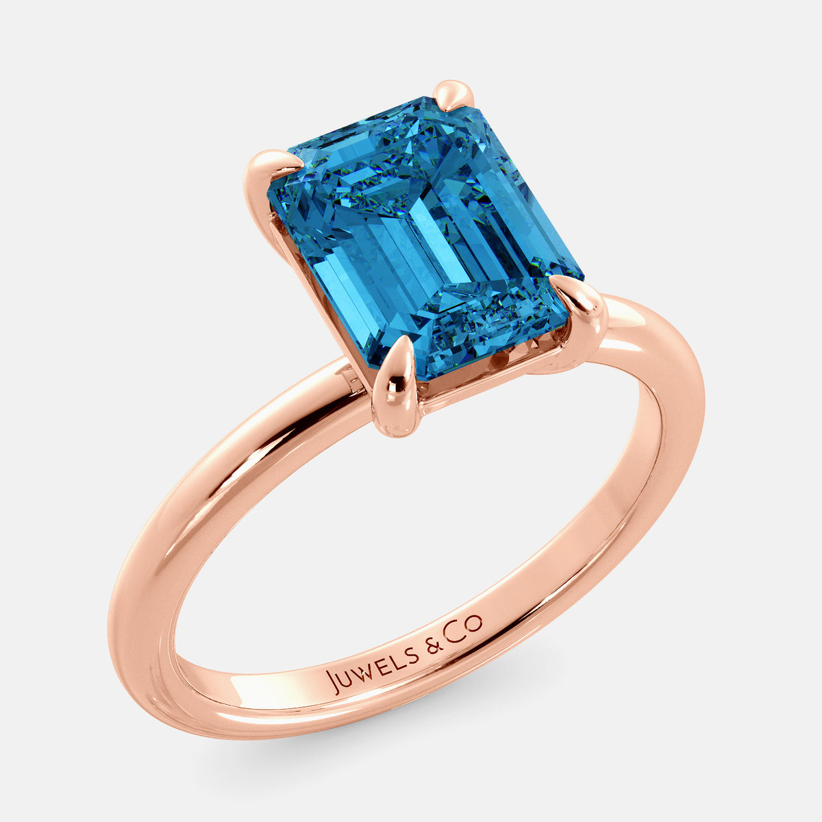 Amethyst Emerald-Cut Birthstone Solitaire Ring
