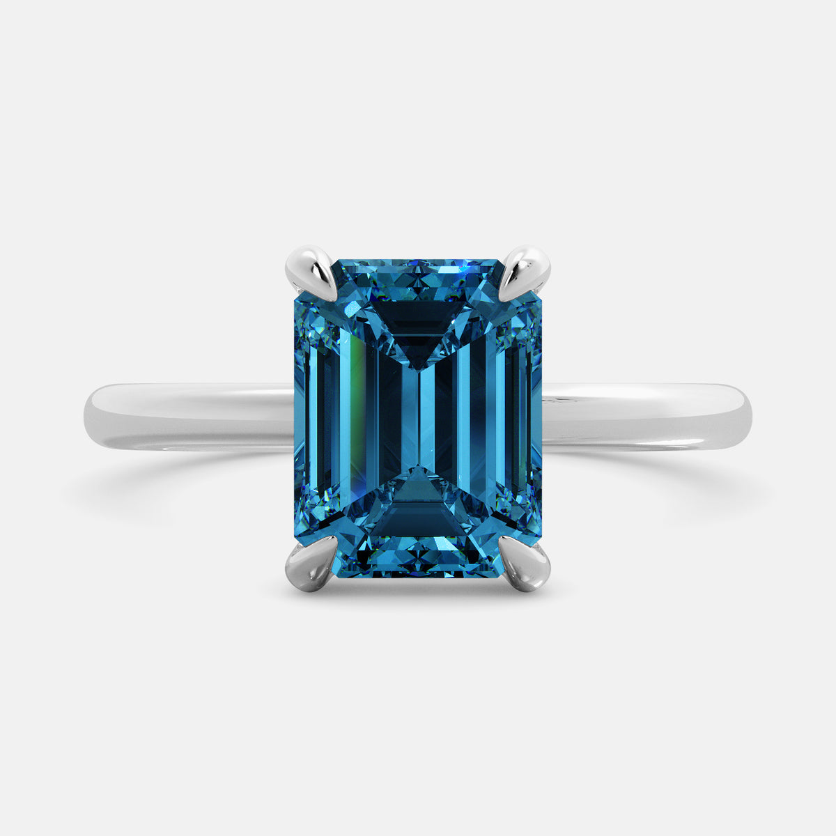 Amethyst Emerald-Cut Birthstone Solitaire Ring