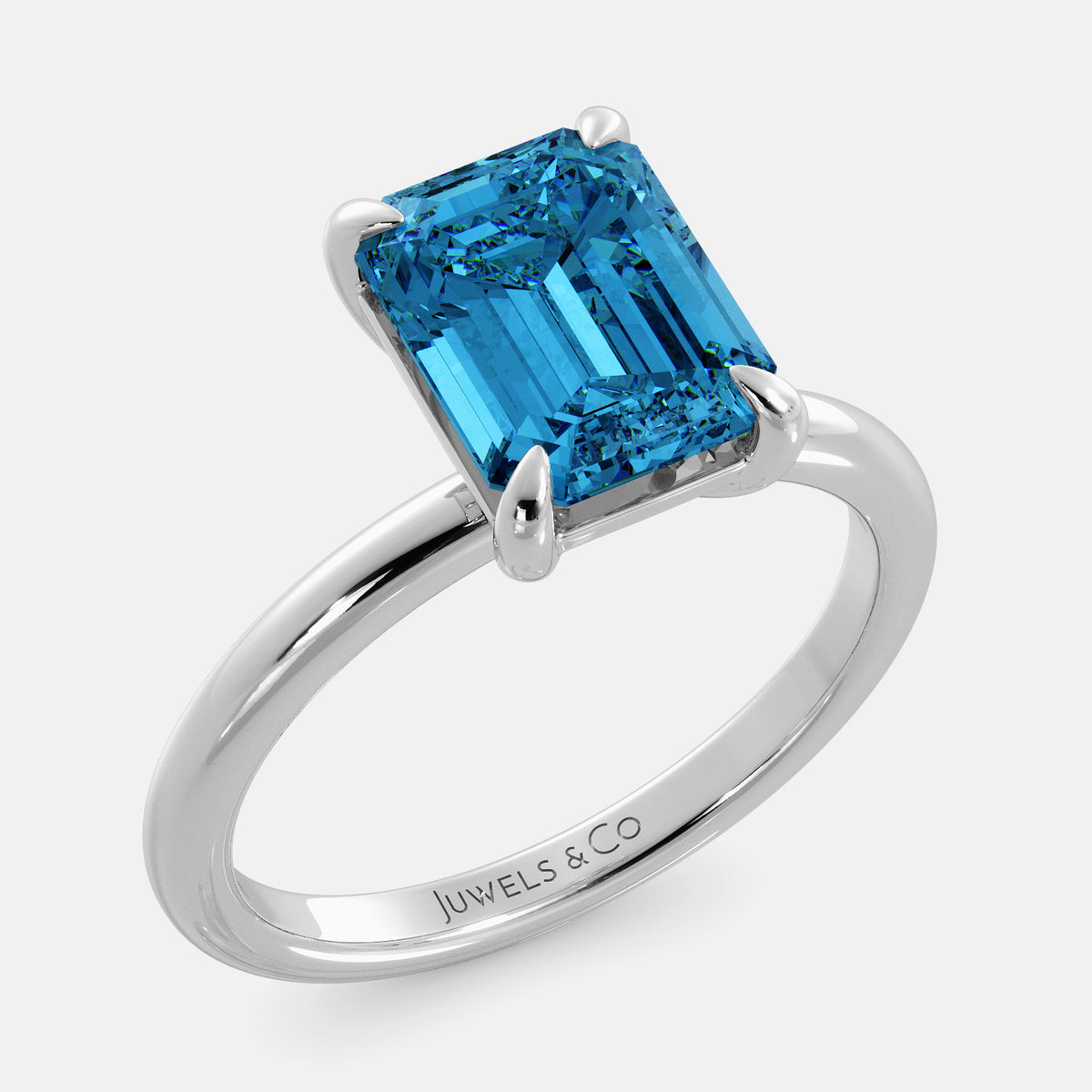 Amethyst Emerald-Cut Birthstone Solitaire Ring