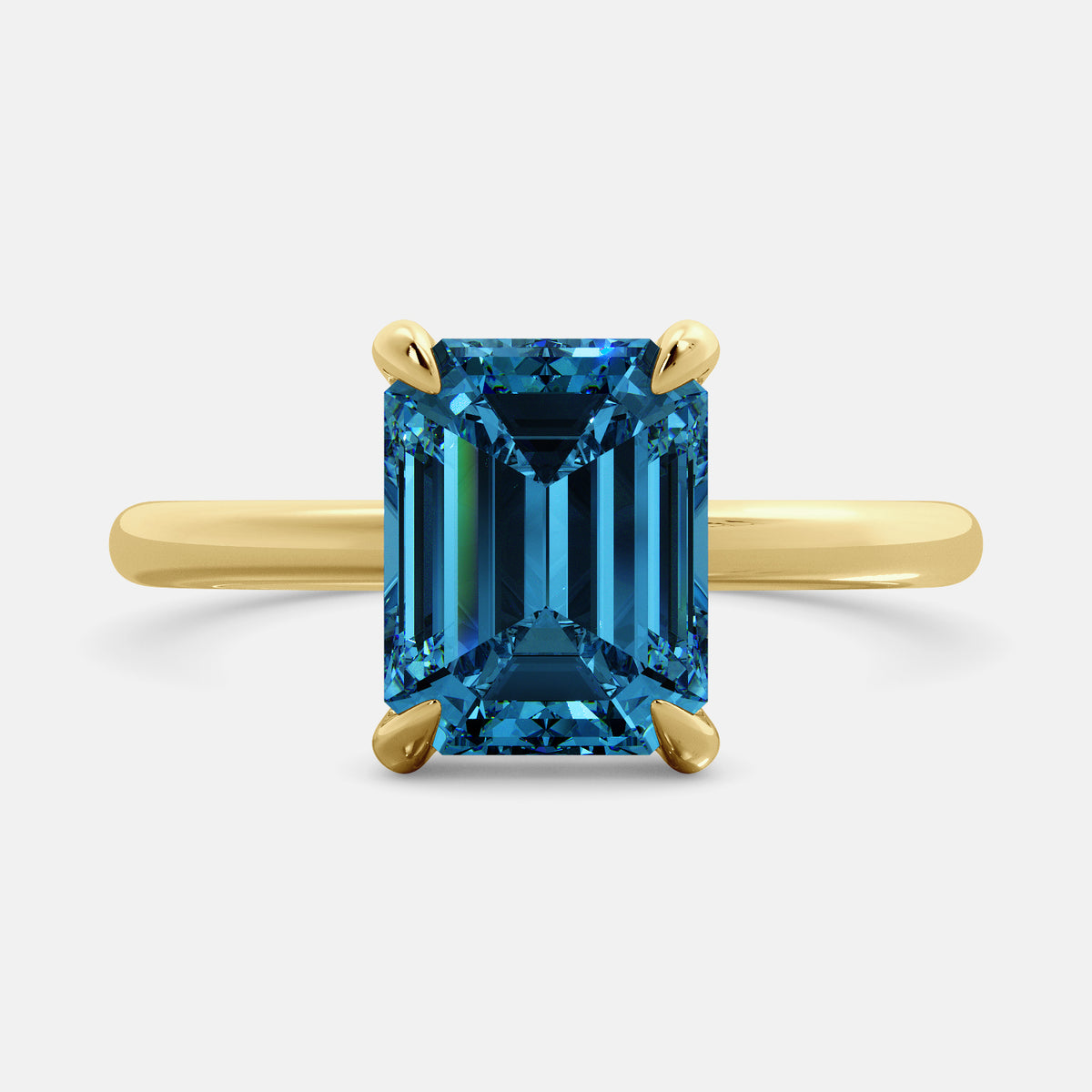 Amethyst Emerald-Cut Birthstone Solitaire Ring