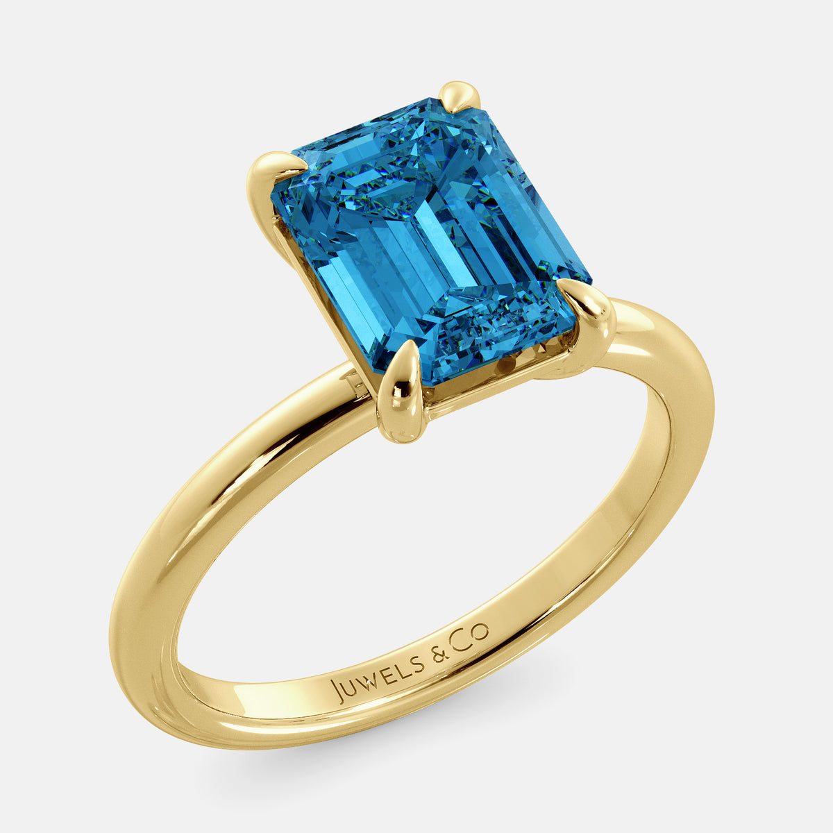 Amethyst Emerald-Cut Birthstone Solitaire Ring