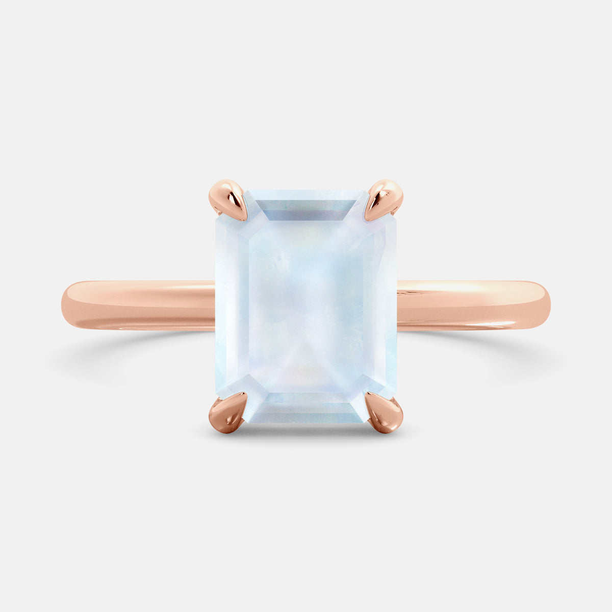 Amethyst Emerald-Cut Birthstone Solitaire Ring