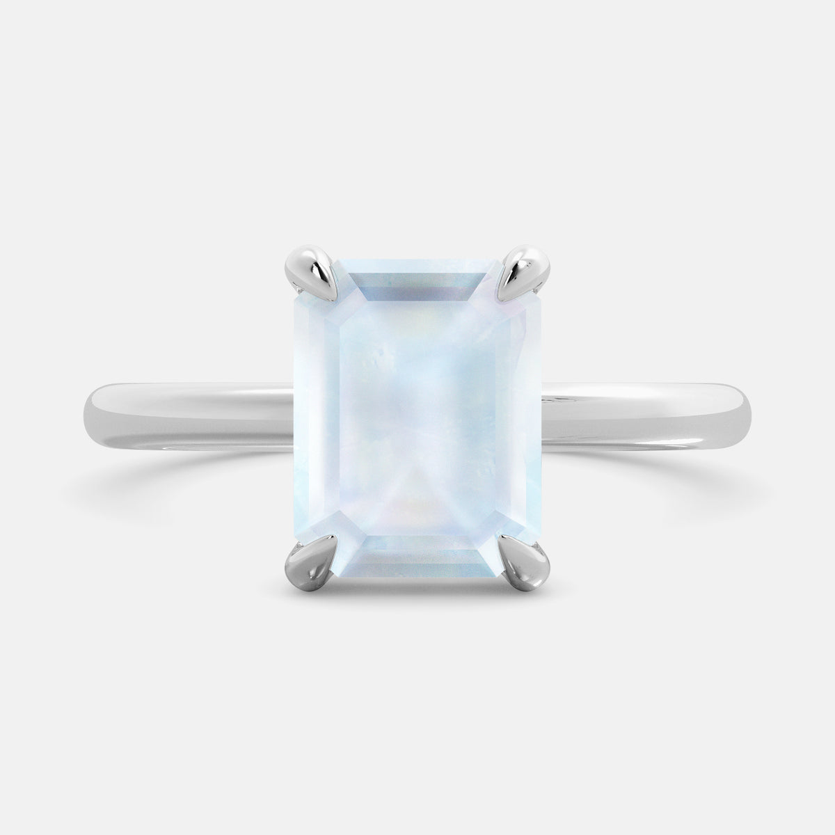Amethyst Emerald-Cut Birthstone Solitaire Ring