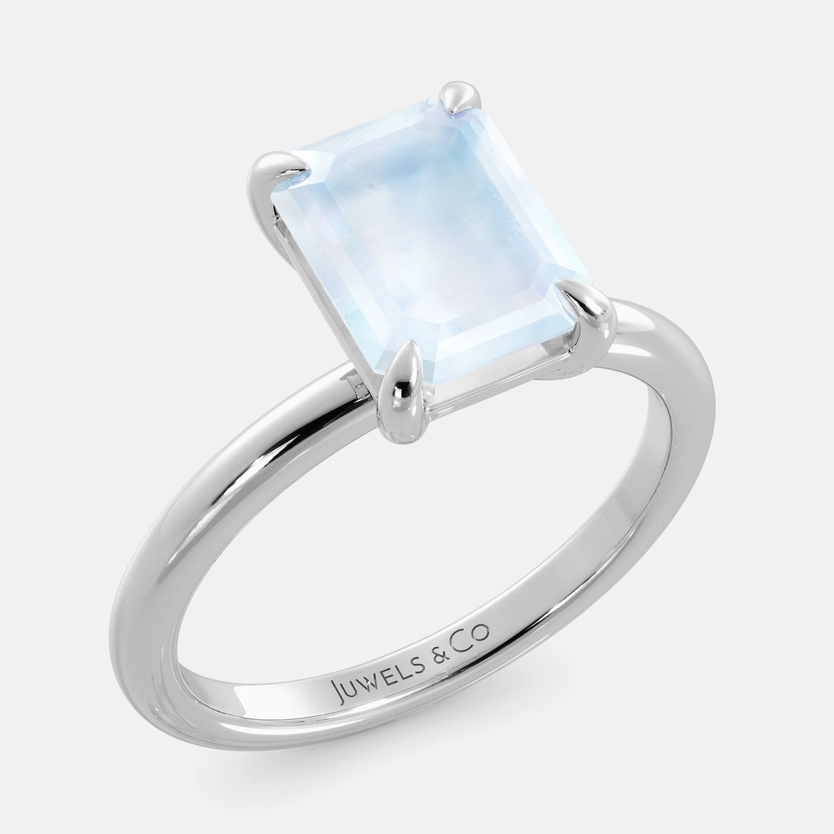 Amethyst Emerald-Cut Birthstone Solitaire Ring