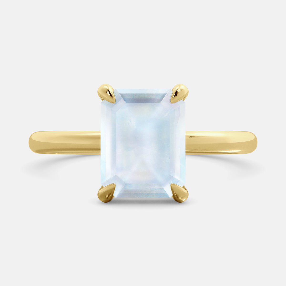 Amethyst Emerald-Cut Birthstone Solitaire Ring