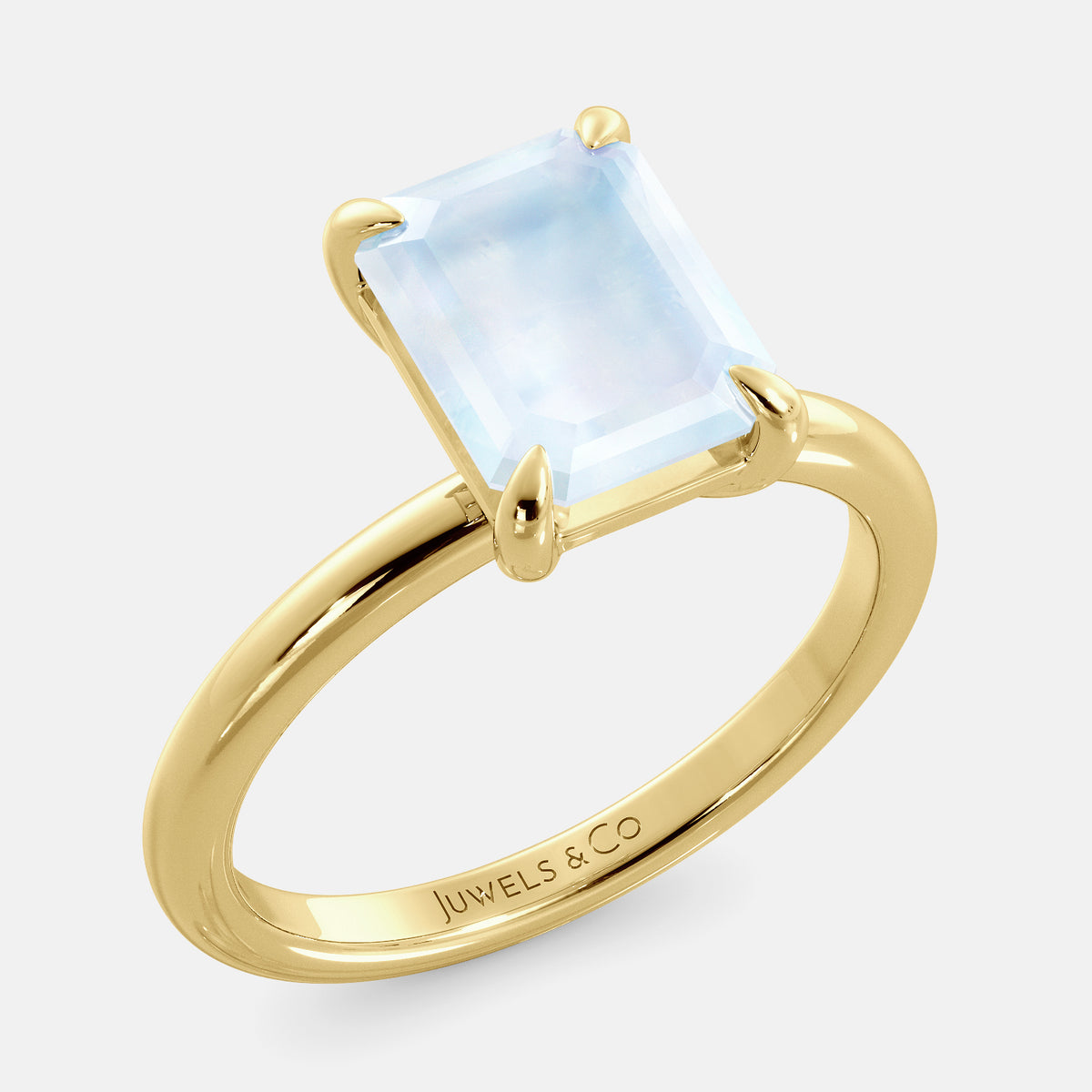 Amethyst Emerald-Cut Birthstone Solitaire Ring