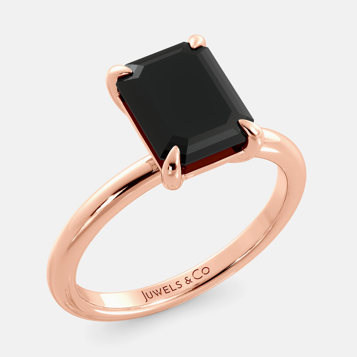 Amethyst Emerald-Cut Birthstone Solitaire Ring