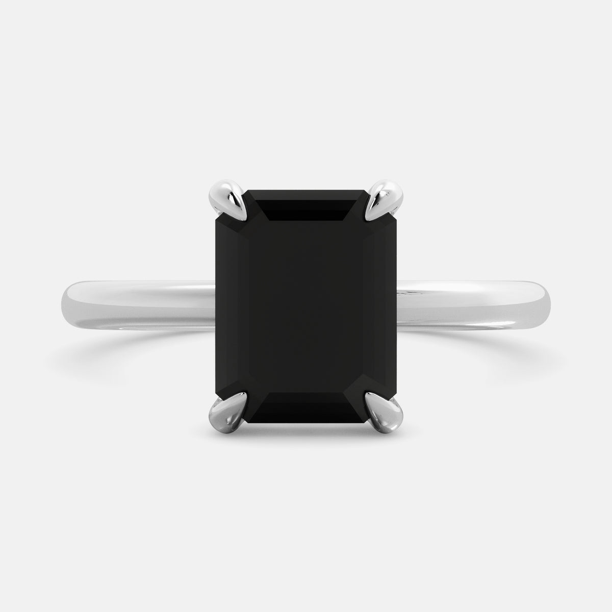 Amethyst Emerald-Cut Birthstone Solitaire Ring