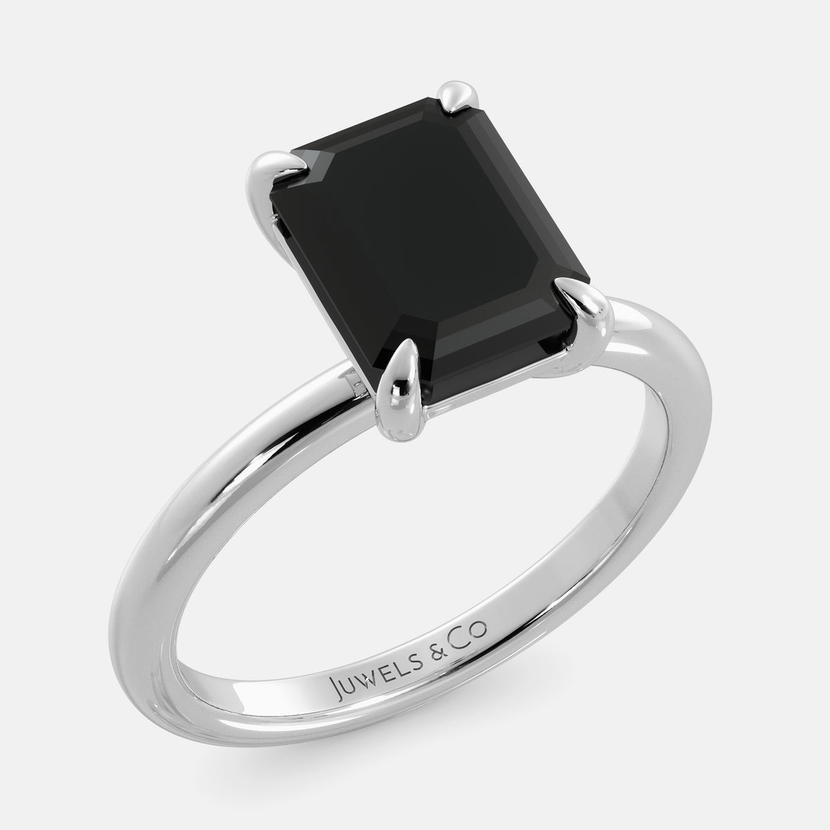 Amethyst Emerald-Cut Birthstone Solitaire Ring