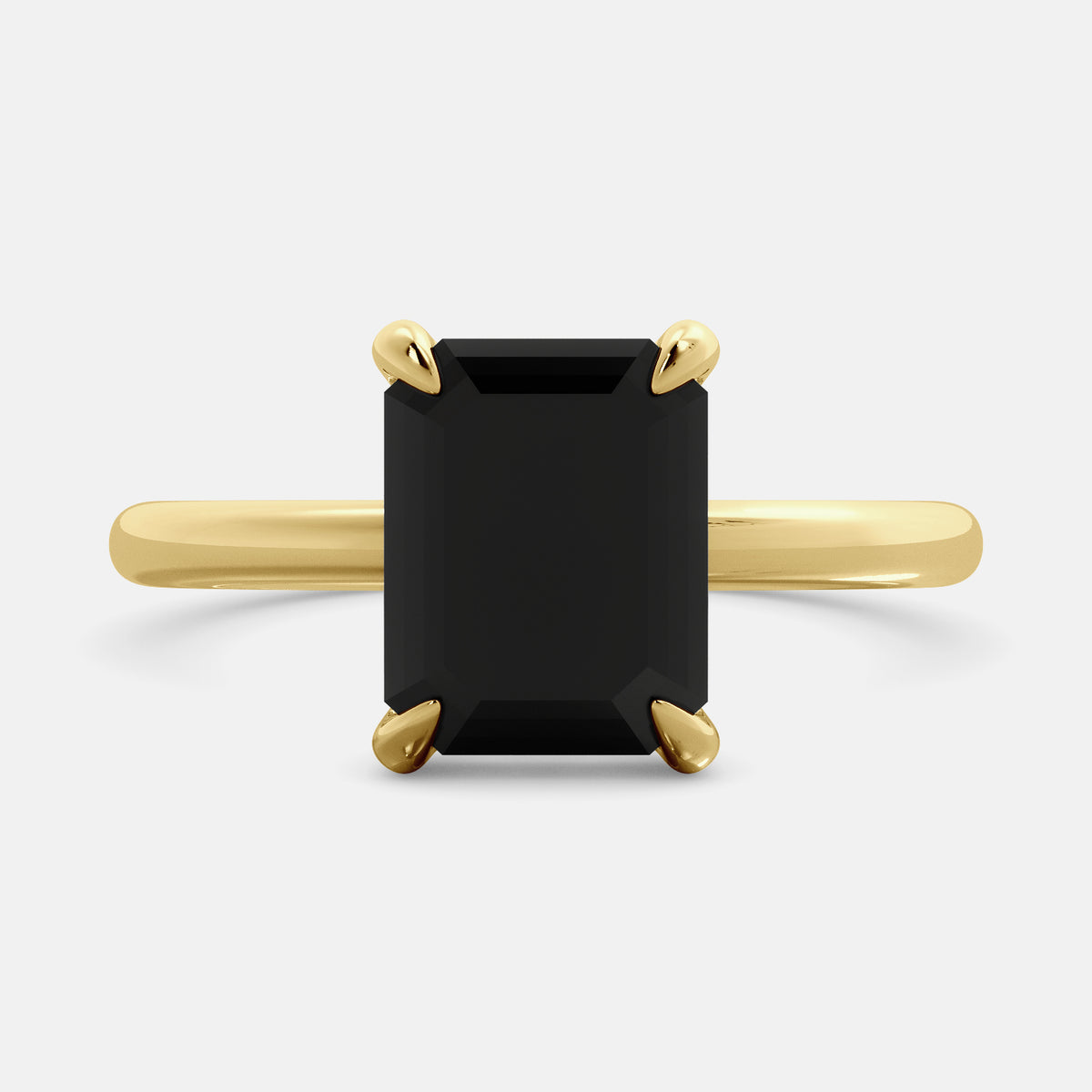 Amethyst Emerald-Cut Birthstone Solitaire Ring