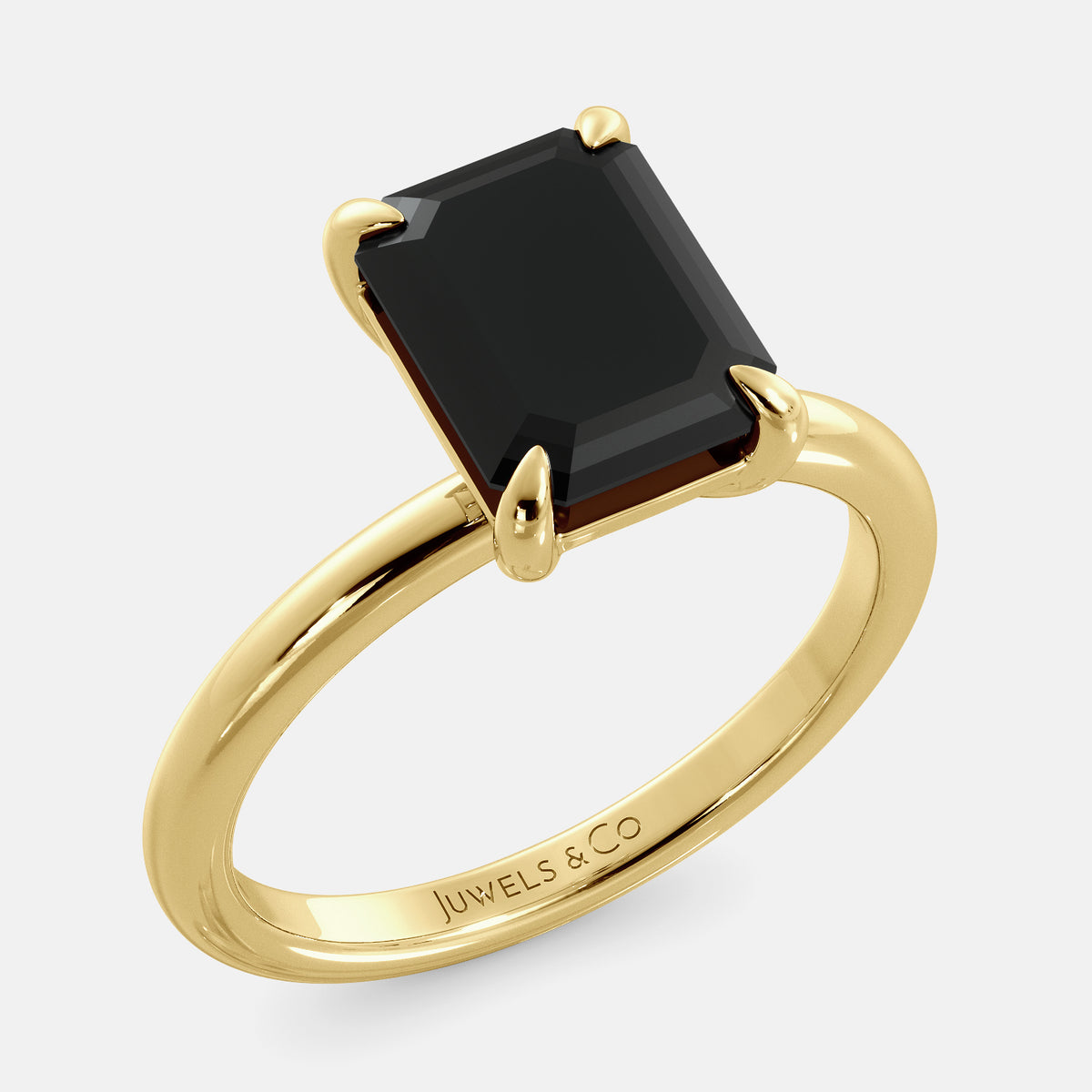 Amethyst Emerald-Cut Birthstone Solitaire Ring