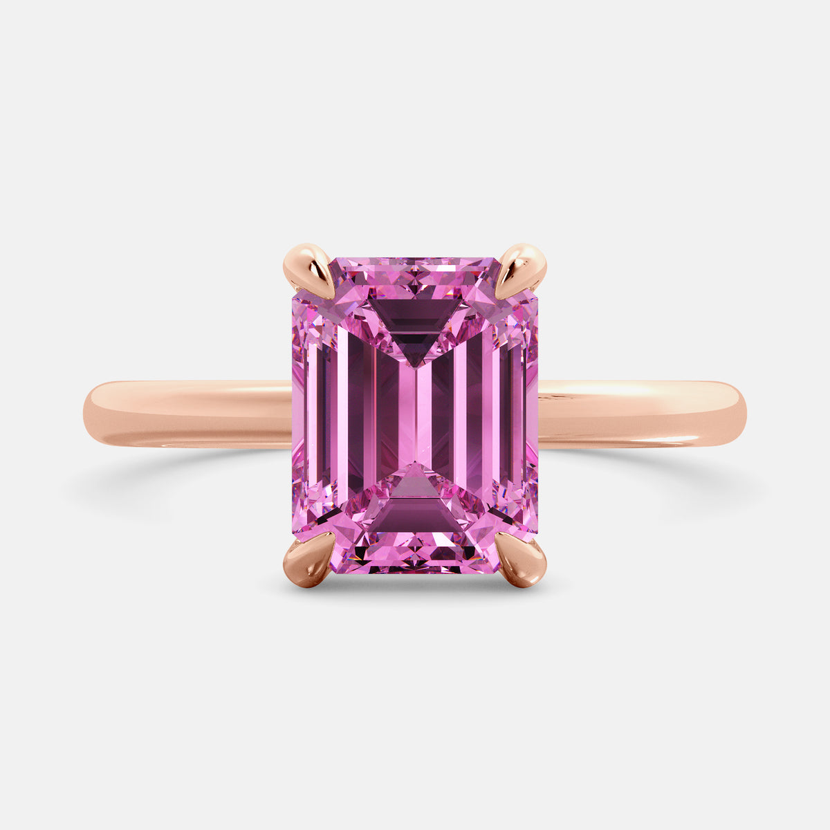 Amethyst Emerald-Cut Birthstone Solitaire Ring