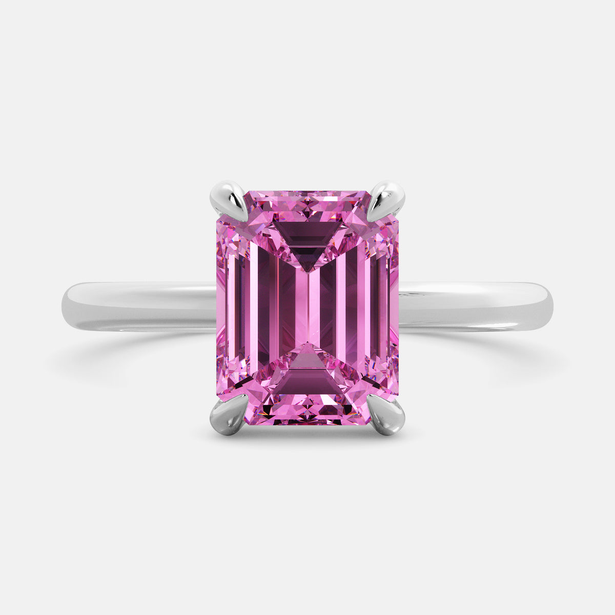Amethyst Emerald-Cut Birthstone Solitaire Ring