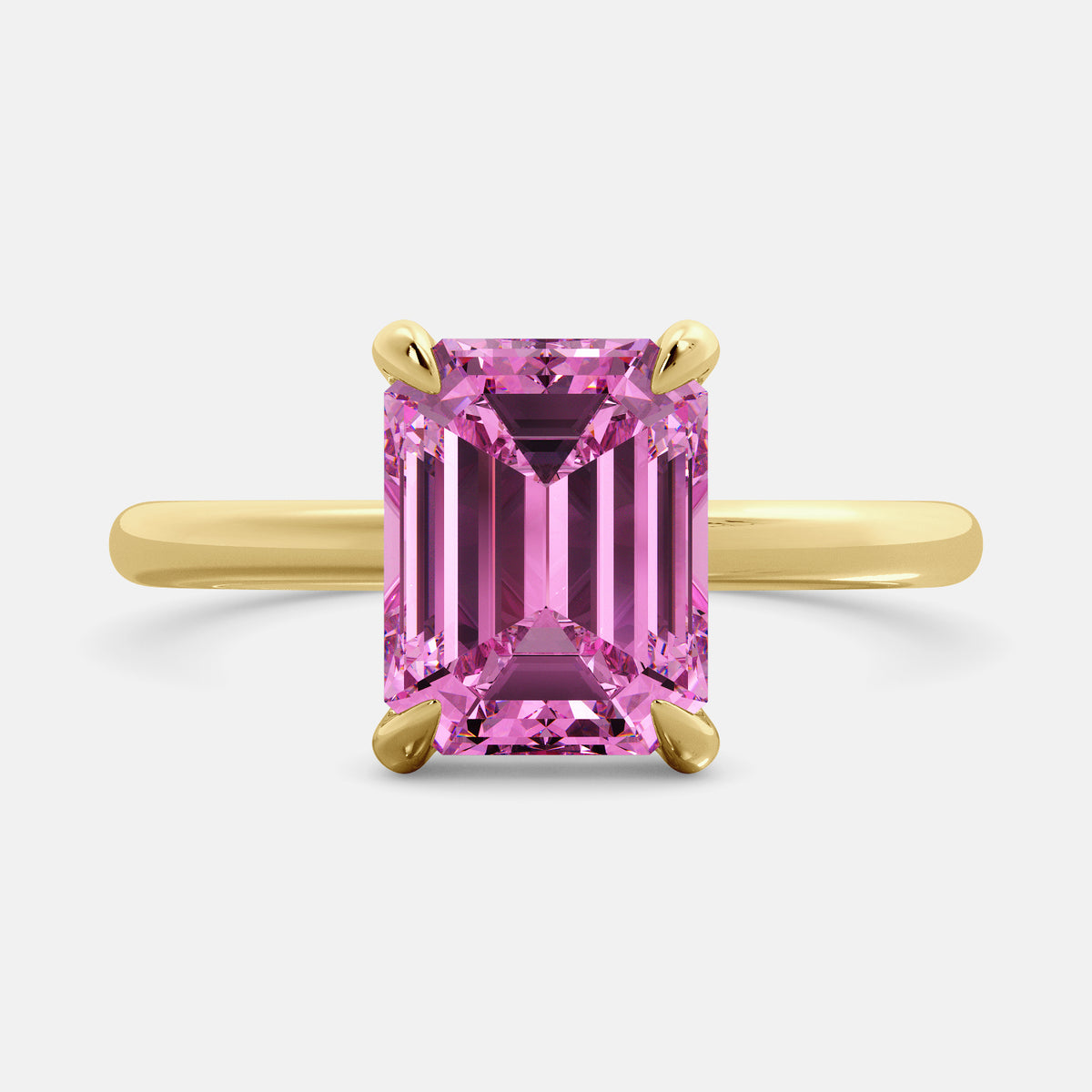 Amethyst Emerald-Cut Birthstone Solitaire Ring