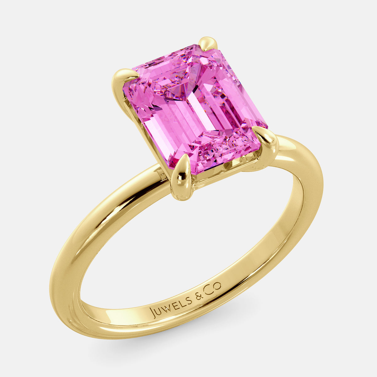 Amethyst Emerald-Cut Birthstone Solitaire Ring