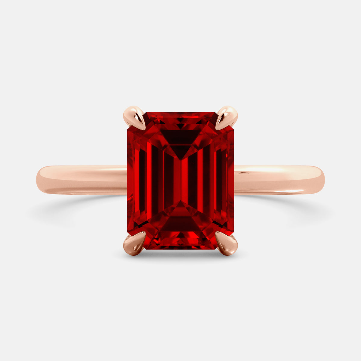 Amethyst Emerald-Cut Birthstone Solitaire Ring