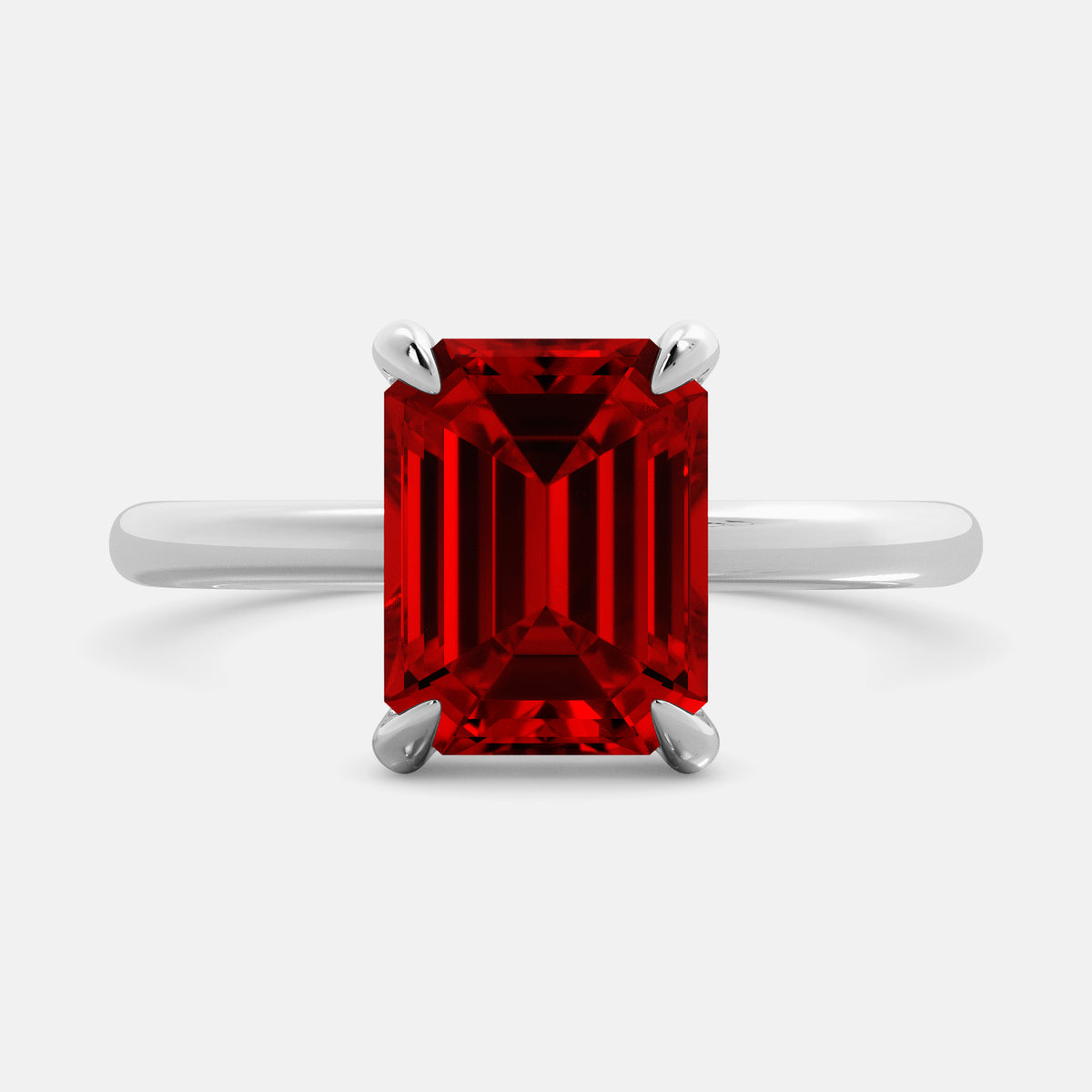 Amethyst Emerald-Cut Birthstone Solitaire Ring