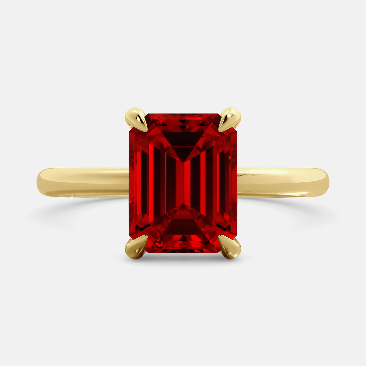 Amethyst Emerald-Cut Birthstone Solitaire Ring