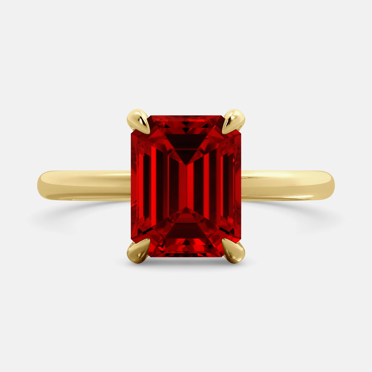 Emerald-Cut Birthstone Solitaire Ring