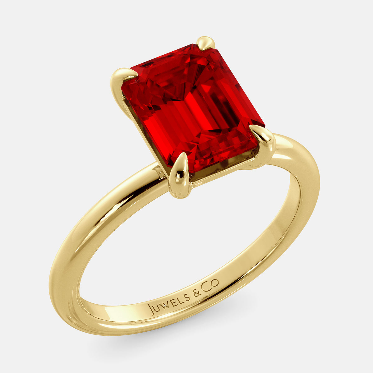 Amethyst Emerald-Cut Birthstone Solitaire Ring